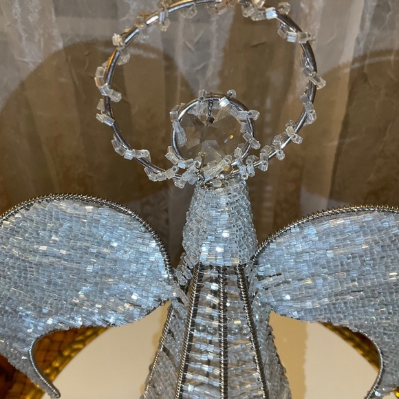 Beautiful Metal Wire Beaded Angel Tree Topper/Table Decoration - Picture 5 of 12